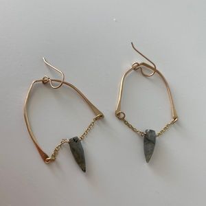 Gold Jewel Hoop Dangling Earrings